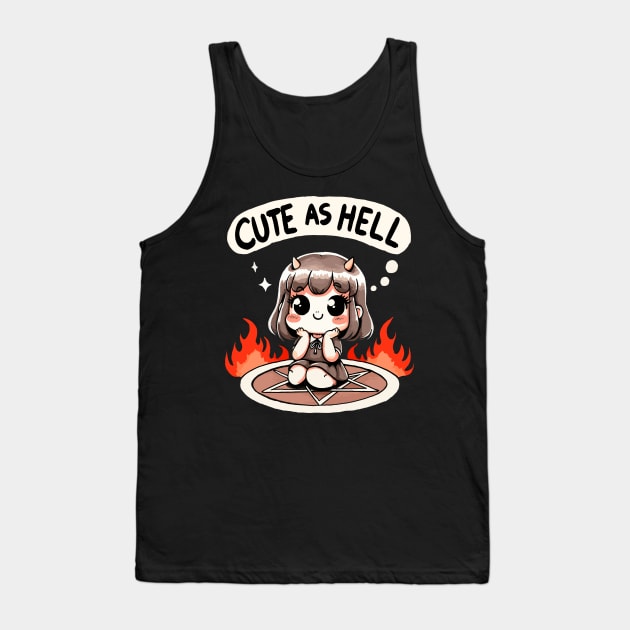 Cute as Hell Cute Girl (Back Print) Tank Top by DoodleDashDesigns